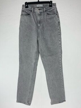 Abercrombie and Fitch Curve Love The 90s Grey Straight Ultra High Rise Jeans 28